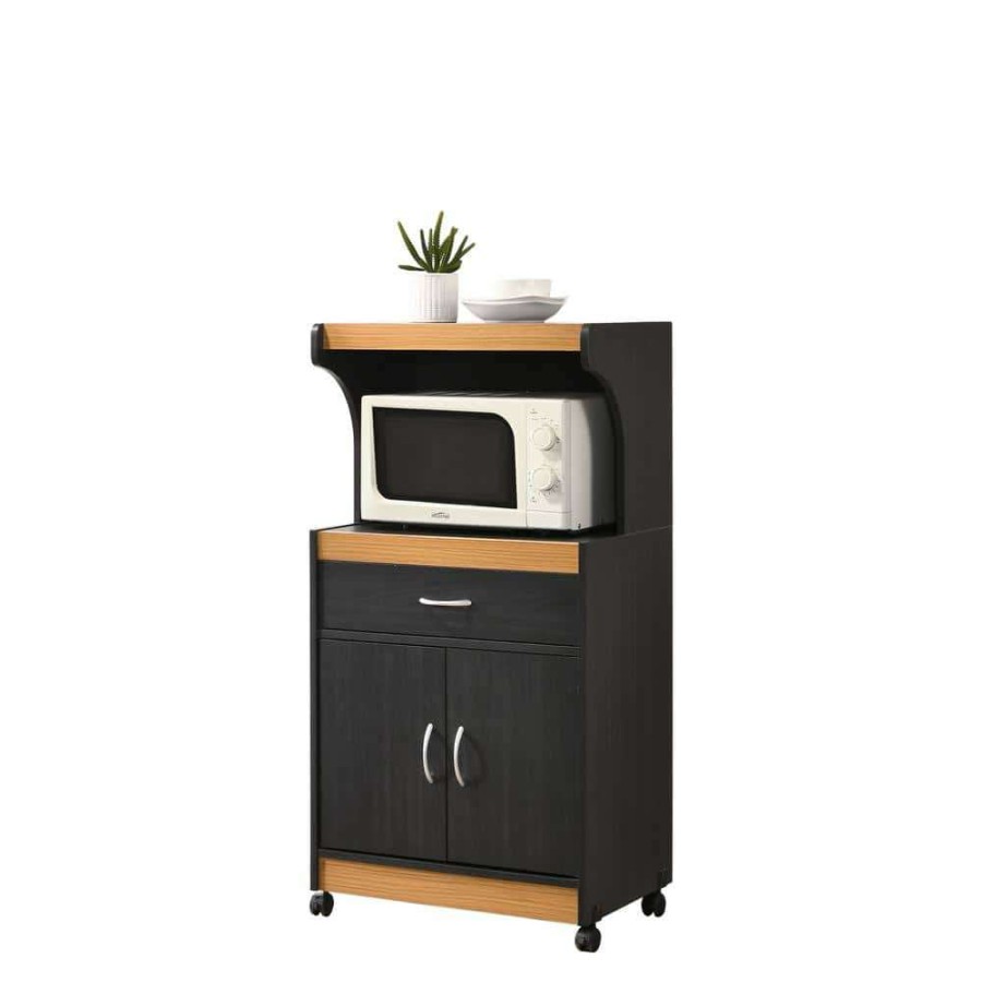 Kitchen & Dining Room Furniture * | Black-Beech Microwave Cart With Storage By Hodedah