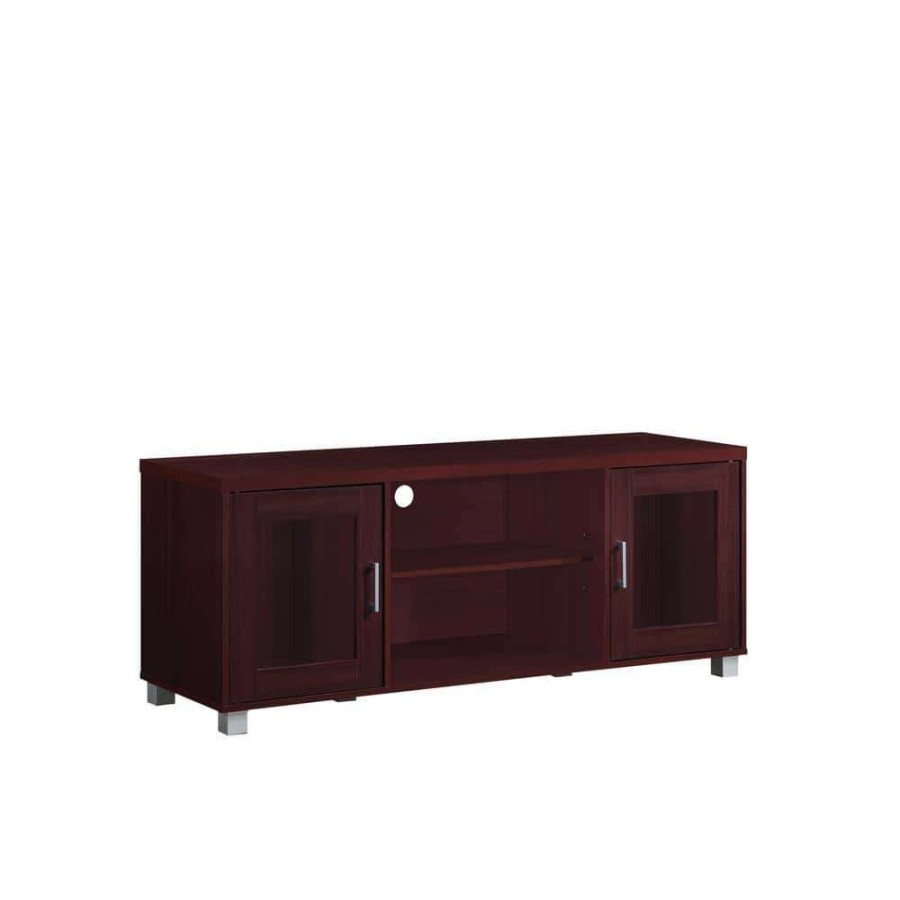 Living Room Furniture * | 57 In. Wide Mahogany Entertainment Center Fits Tv'S Up To 60 In. By Hodedah